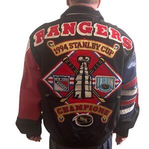 1994 NHL Rangers Stanley Cup Champions Jacket XL Jeff Hamilton Coat Black/Red